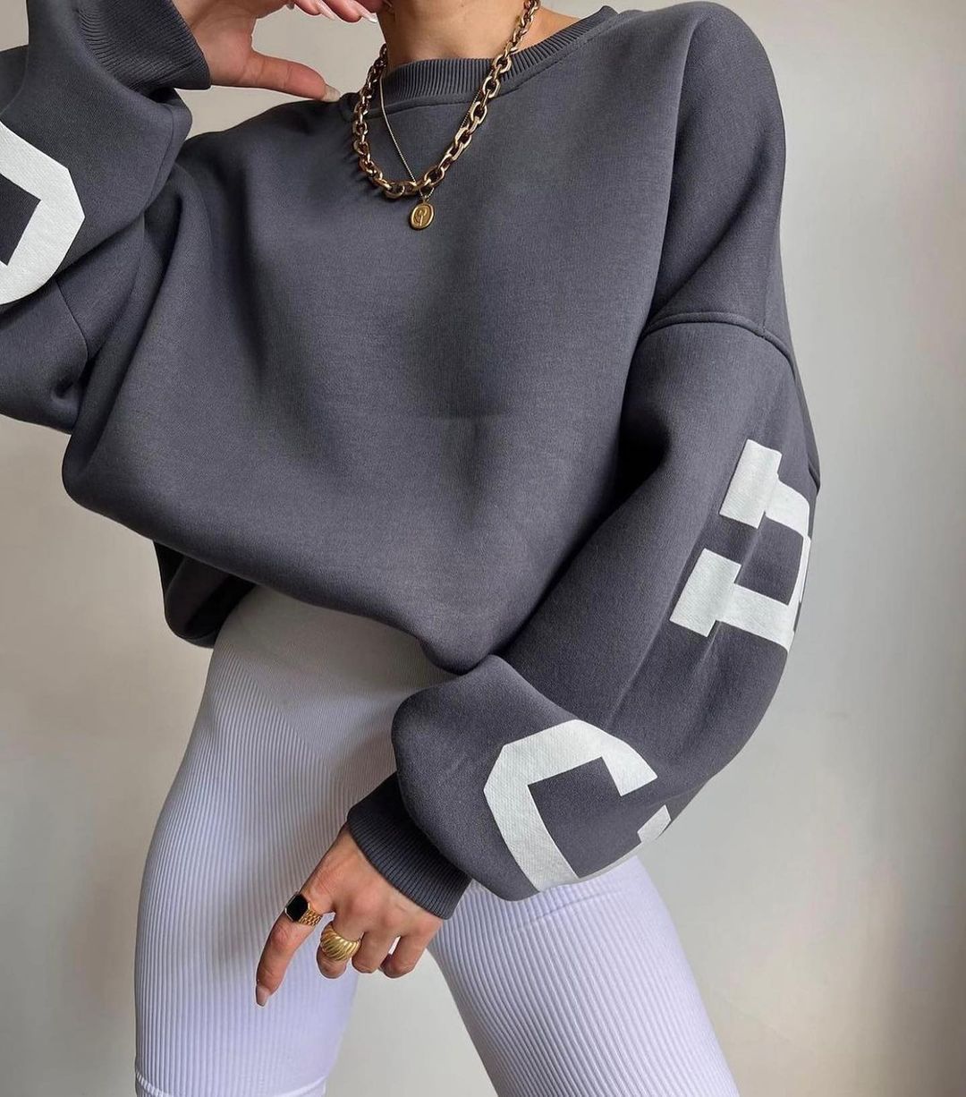 Women's Casual Fashion Printing Thickened Long-sleeved Sweaters