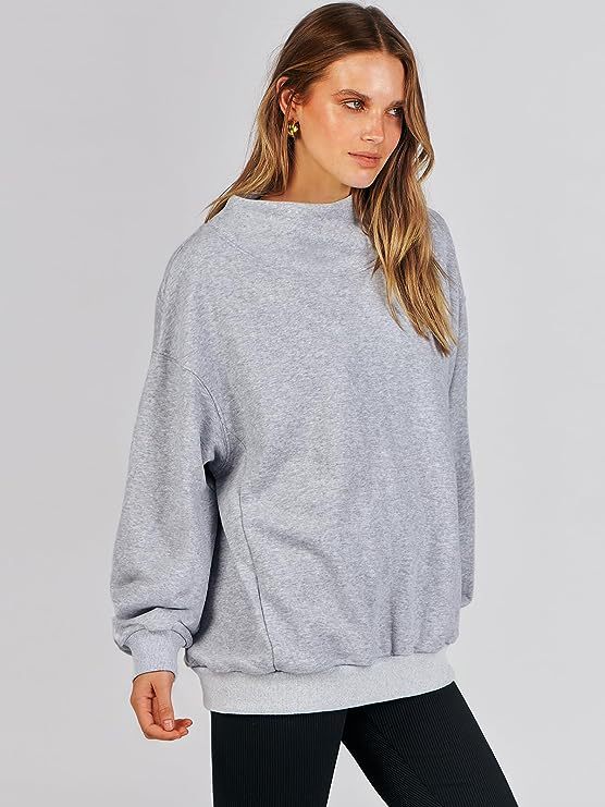 Women's High Collar Sweatshirt Solid Color Long Sweaters