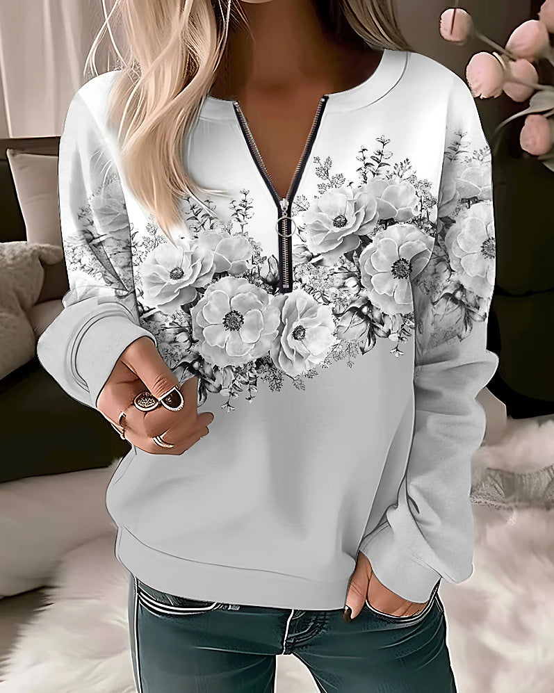 Women's Popular Printed Long Sleeve Pullover Loose Sweaters