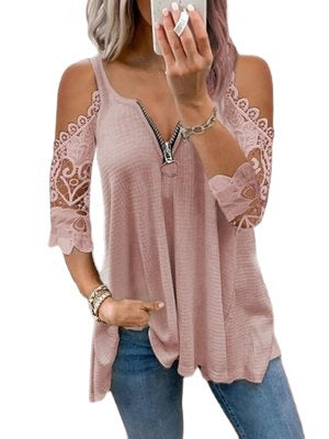 Women's Popular Hollow-out Camisole Lace Sleeve Knitted Blouses