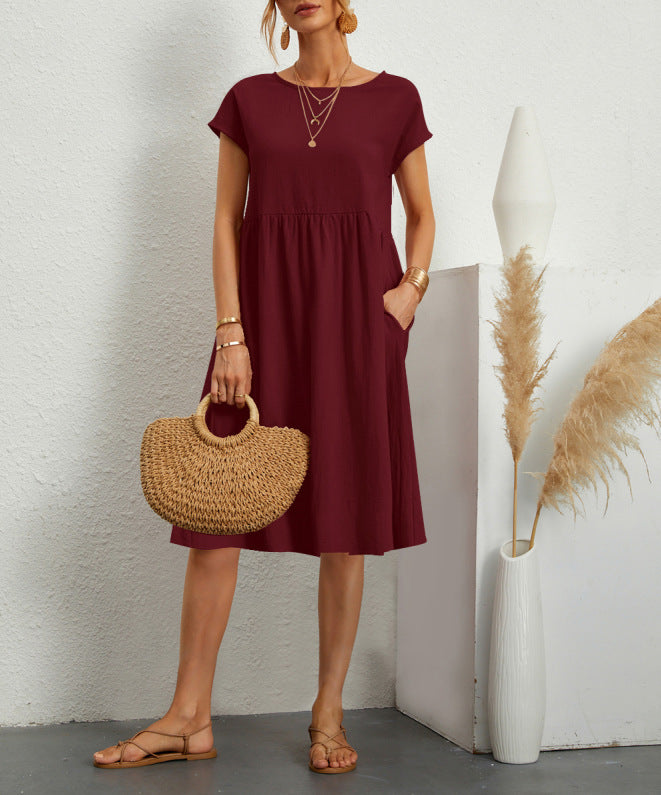 Women's Fashionable Summer Elegant Cotton Linen A- Dresses