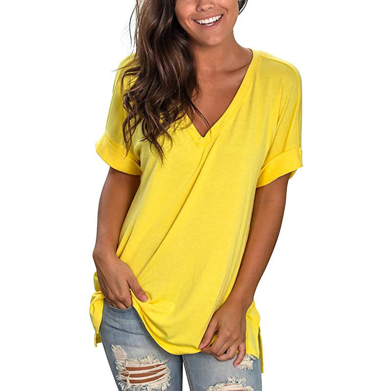 Women's Summer Solid Color Short-sleeved Loose Wear Tops