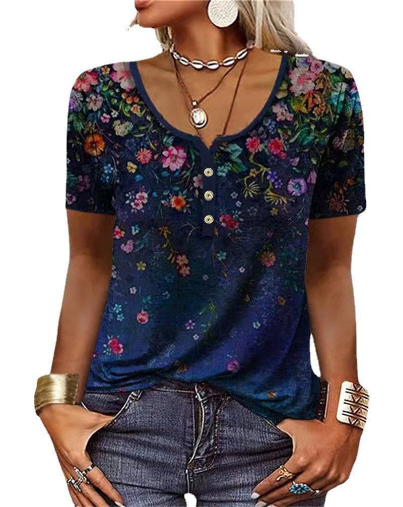 Women's Durable Charming Cool Short-sleeved Printed Blouses