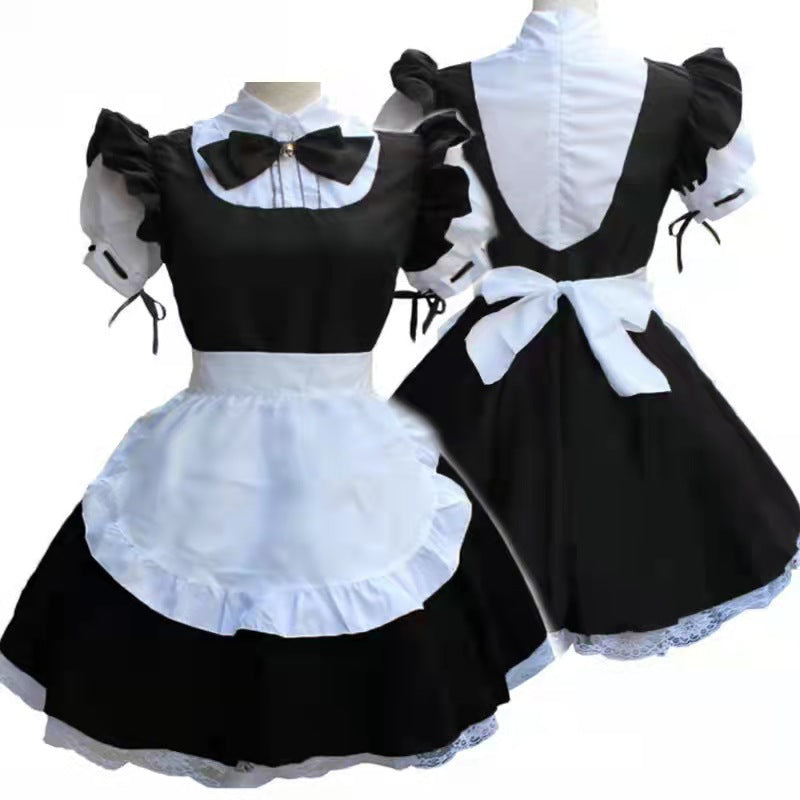 Maid Retro Color Contrast Patchwork Solid Dresses