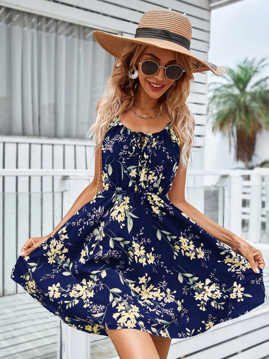 Women's Summer Elegant Sleeveless Pullover Print Elastic Dresses