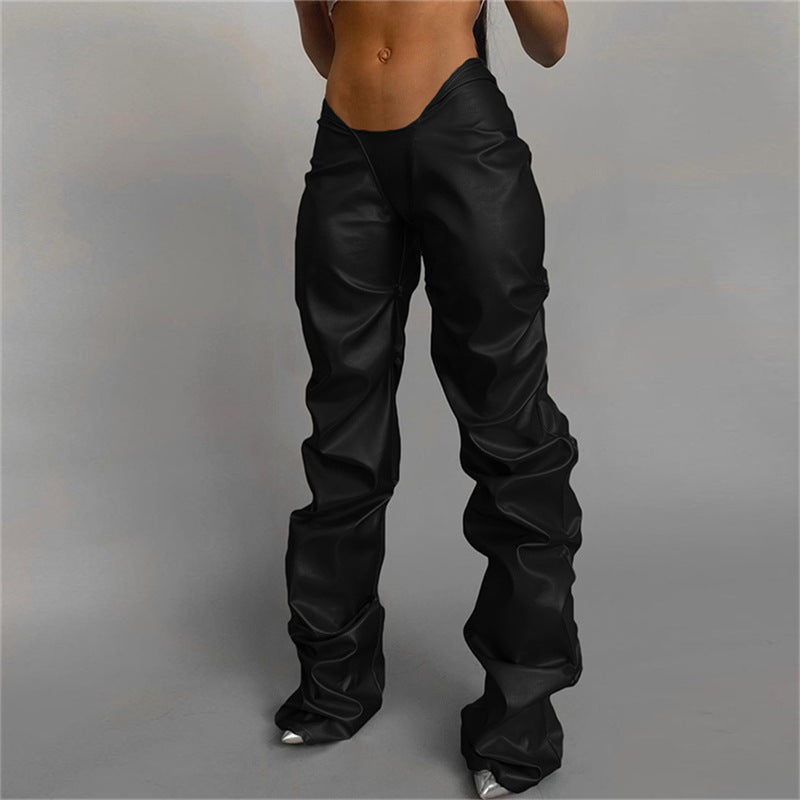 Women's Leather Sexy Low Waist Street Shot Pants