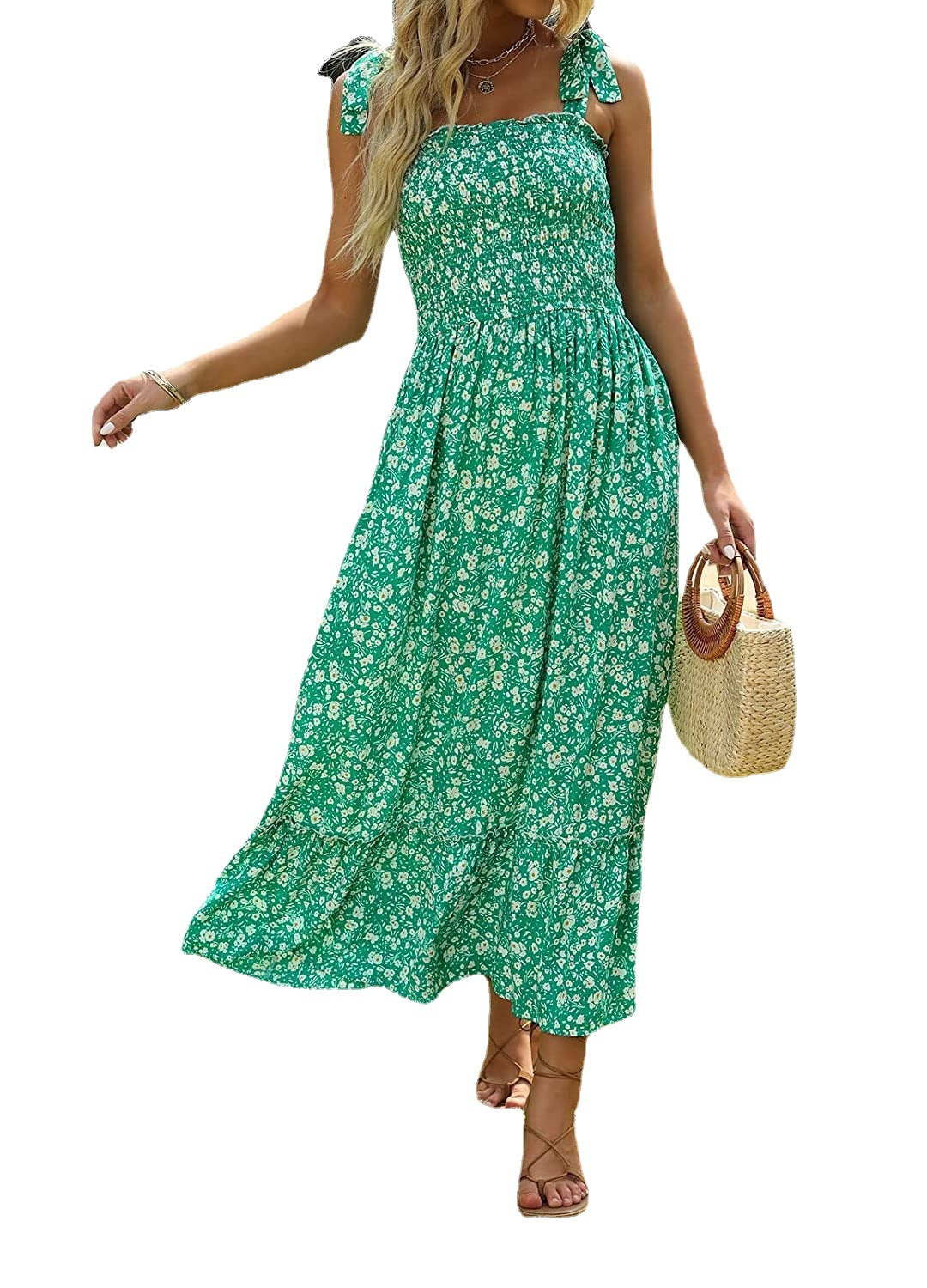 Women's Long Bohemian Print Strap Loose Casual Dresses