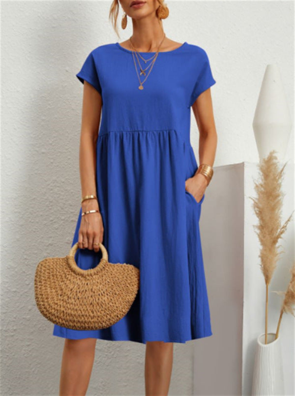 Women's Fashionable Summer Elegant Cotton Linen A- Dresses