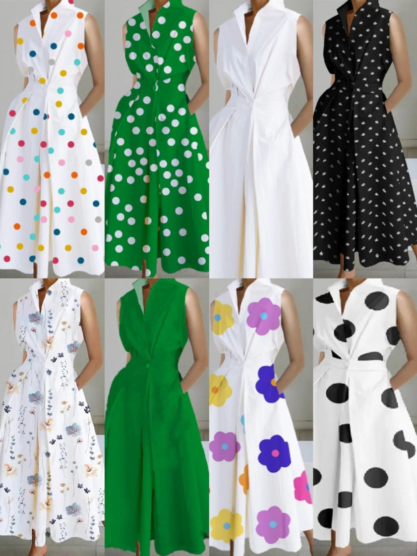 Women's Summer Commuting Fashion Polka Dot Button Dresses