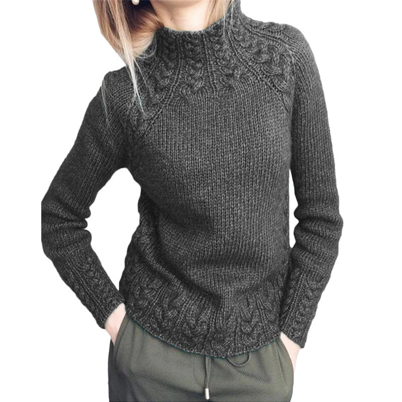 Women's Solid Color Hemp Pattern Knitted For Sweaters