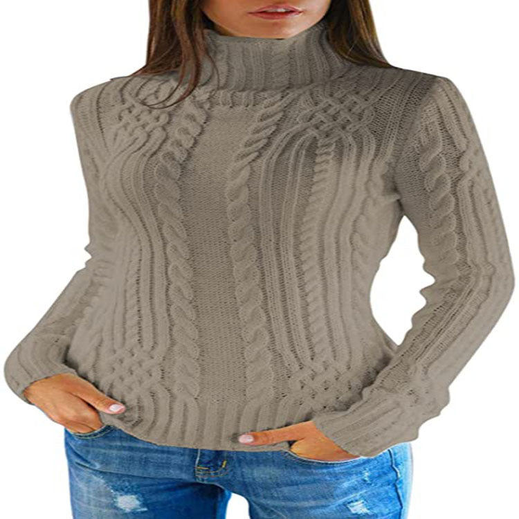 Slouchy Women's Turtleneck Fashion Slim Fit Tops