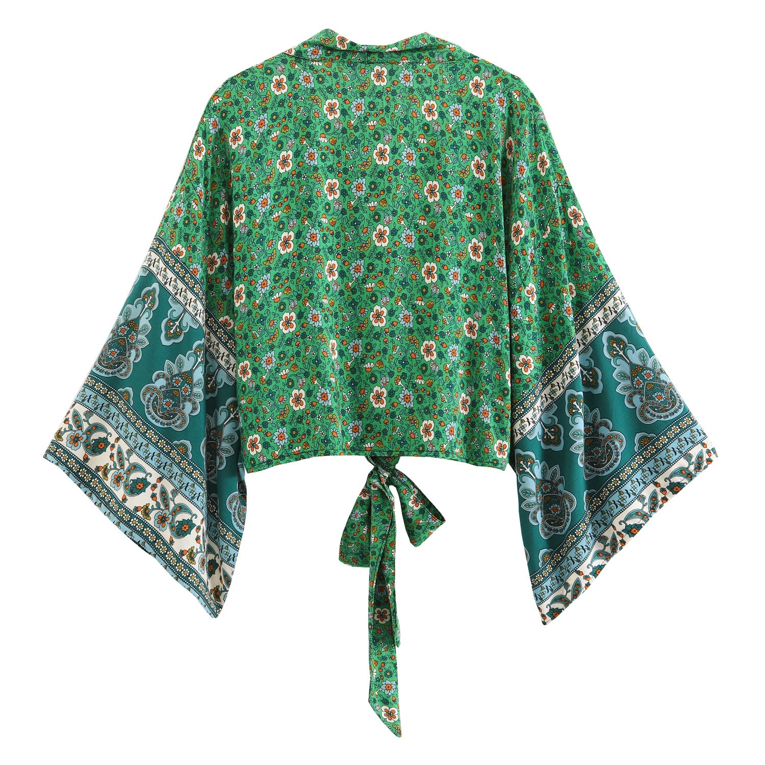 Fashion Print Collar Batwing Sleeve Bohemian Blouses