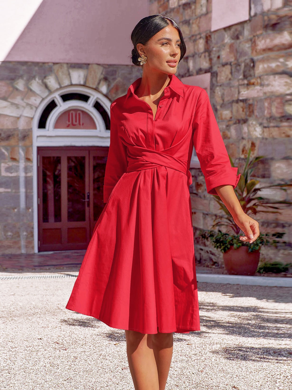 Women's Dress Autumn Midi Solid Color Shirt Dresses