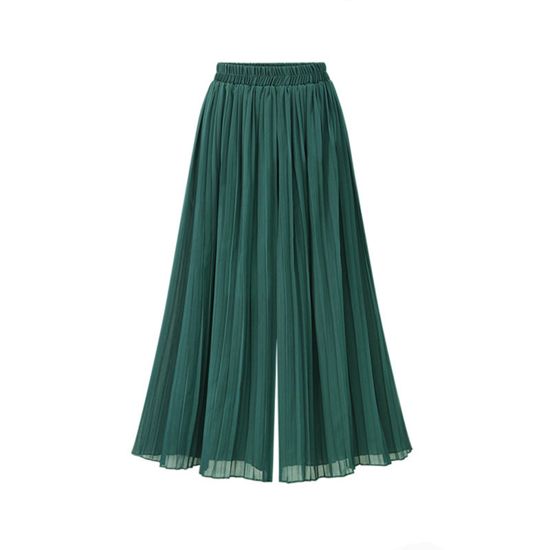 Women's Summer Extra Large Fat Chiffon Pleated Beach Culottes Pants