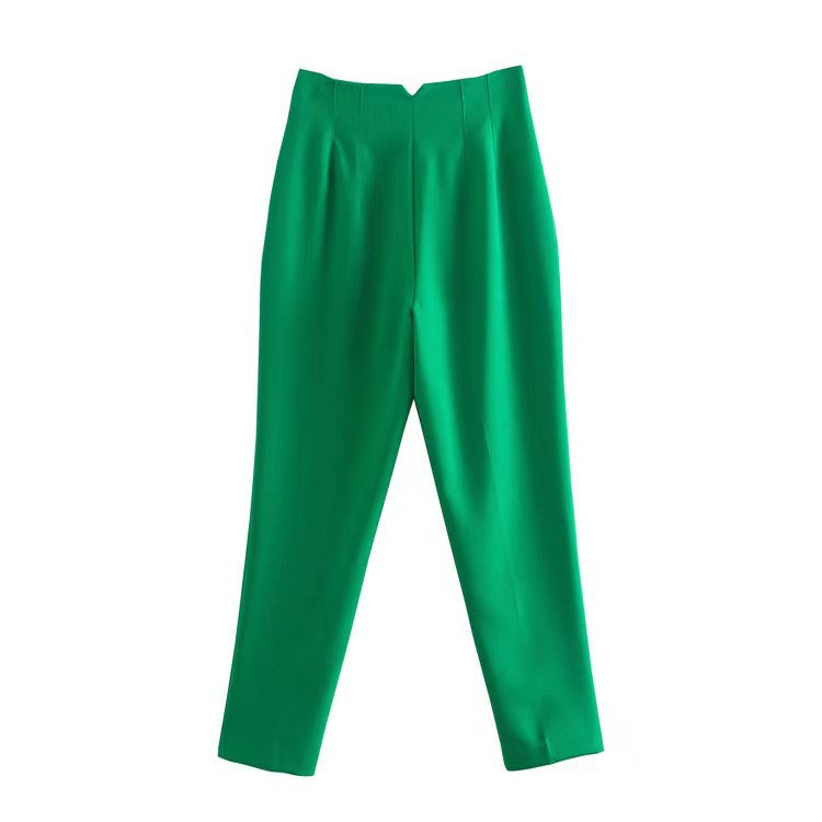 Women's Trousers Slimming Solid Color Pleating Formal Pants