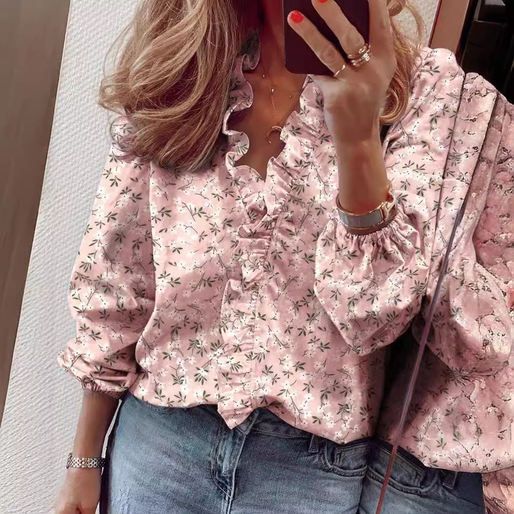 Women's Innovative Charming Long Sleeve Ruffle Blouses