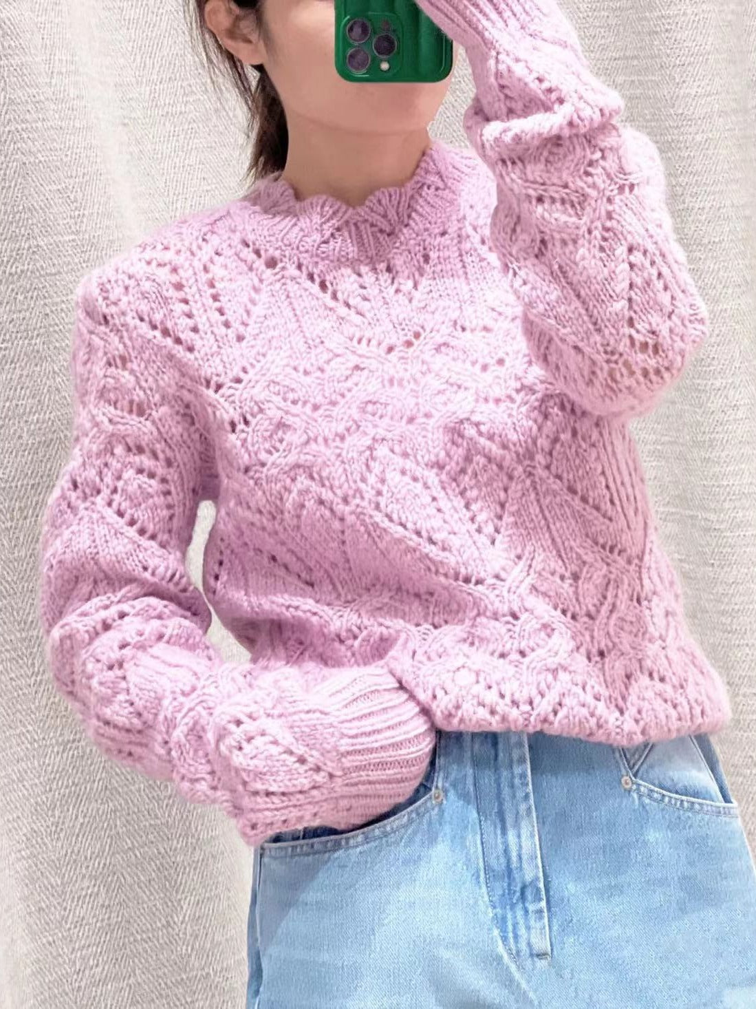 Women's Spring Hollow Pattern Slim Temperament Shoulder Sweaters