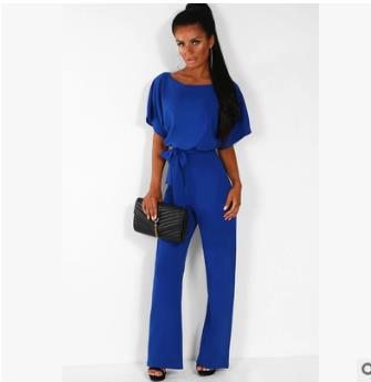 Charming Women's Summer Button Lace-up Short-sleeved Jumpsuits