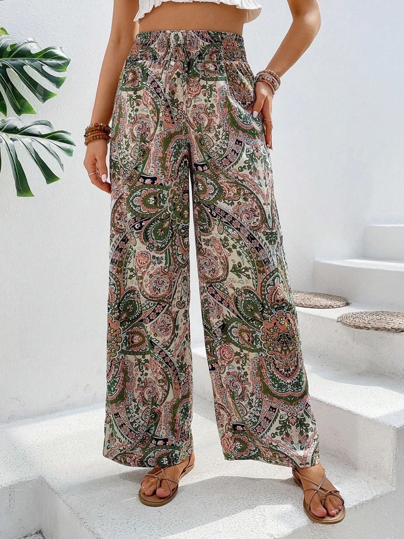 Women's Summer Fashionable Printed Elastic Waist Pants