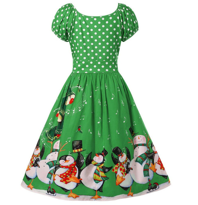 Trendy New Christmas Polka Dot Waist Dresses