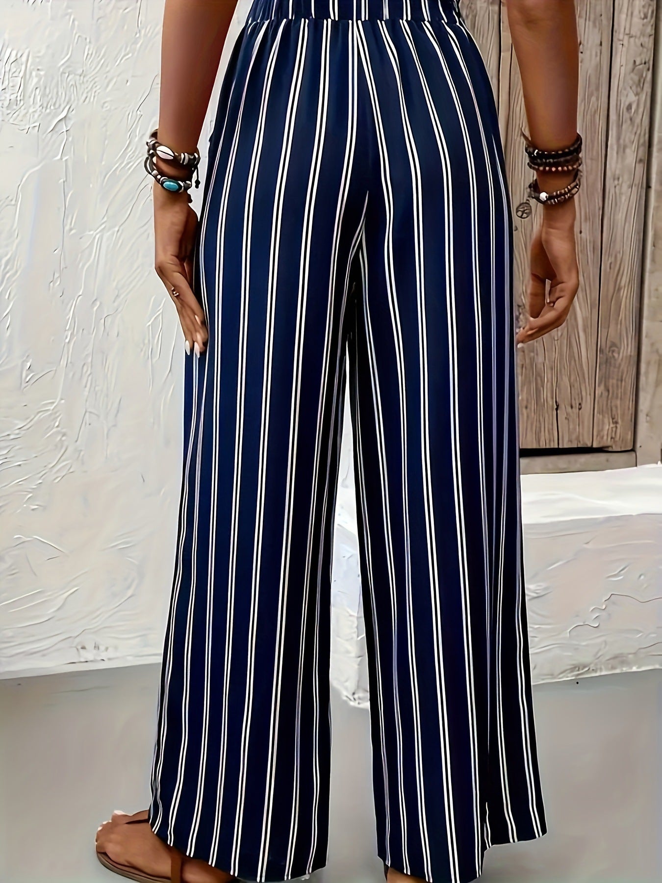 Women's Striped Loose Casual Summer High Waist Pants