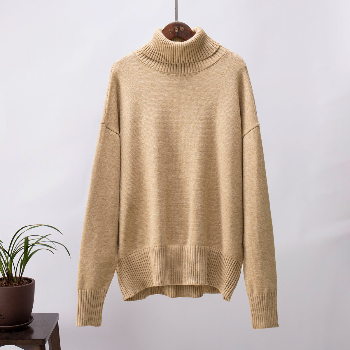 Women's Turtleneck Loose Classic Solid Color Pullover Sweaters