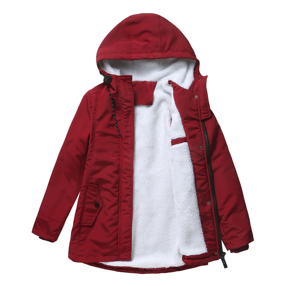 Comfortable Elegant Women's Fleece Thickened Hooded Coats