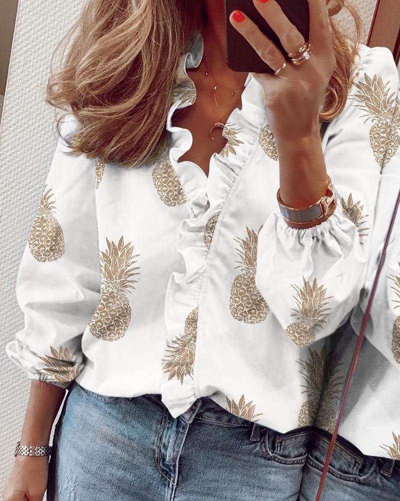 Women's Innovative Charming Long Sleeve Ruffle Blouses