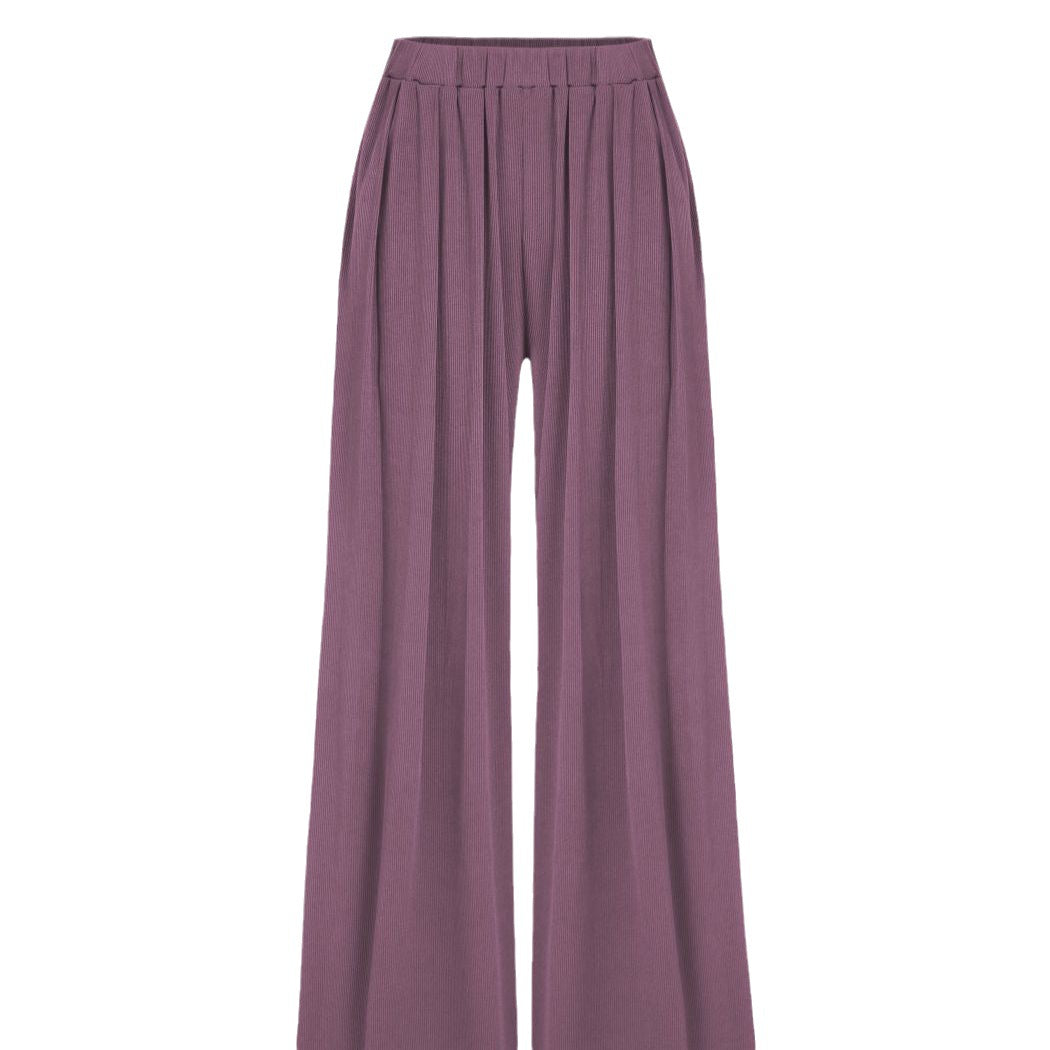 Women's Casual Stretch Elastic Waist Wide Leg Pants