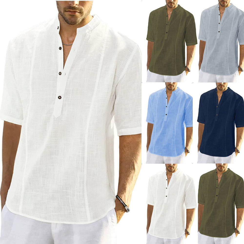 Men's Comfort Casual Linen Shirt Half Sleeve Clothing