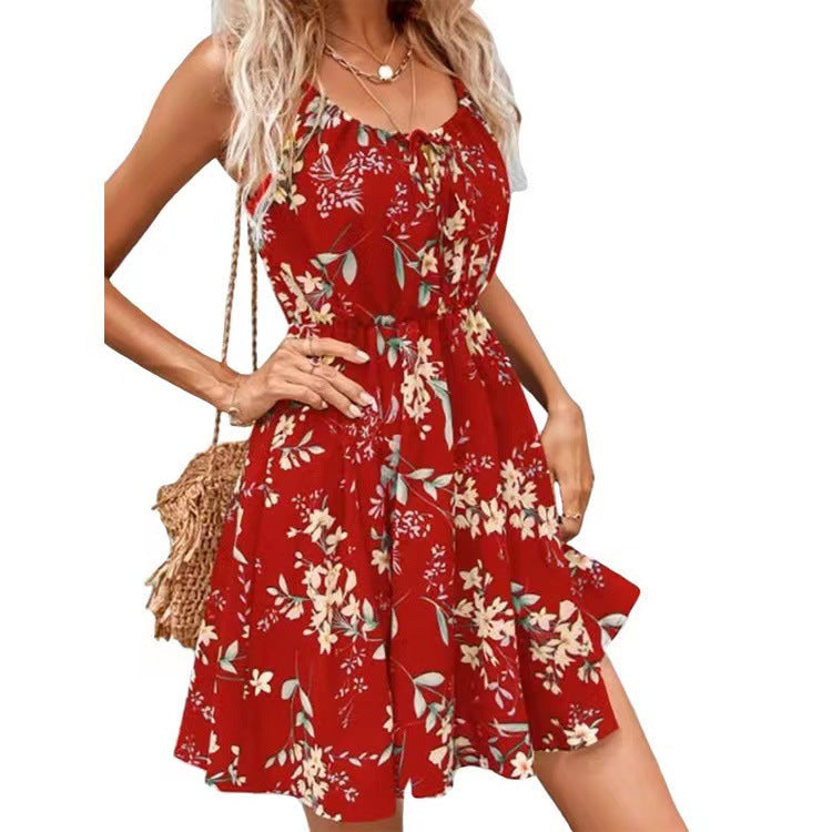 Women's Summer Elegant Sleeveless Pullover Print Elastic Dresses