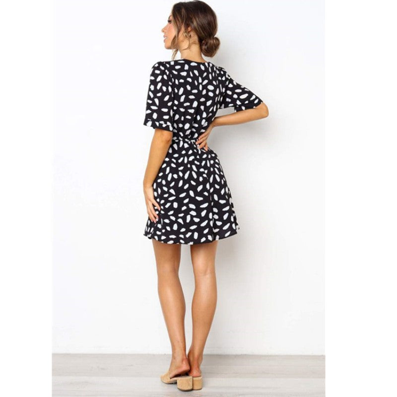 Women's Fashion Printed Button Summer Beach Casual Dresses