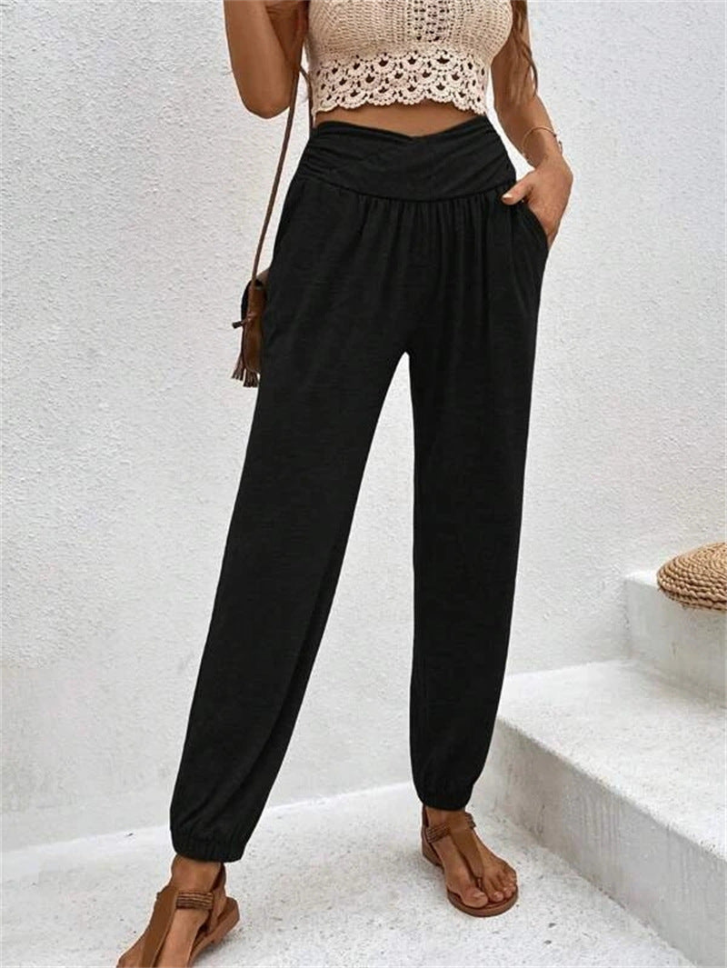 Women's Trousers Temperament Leisure Loose Pocket High Pants