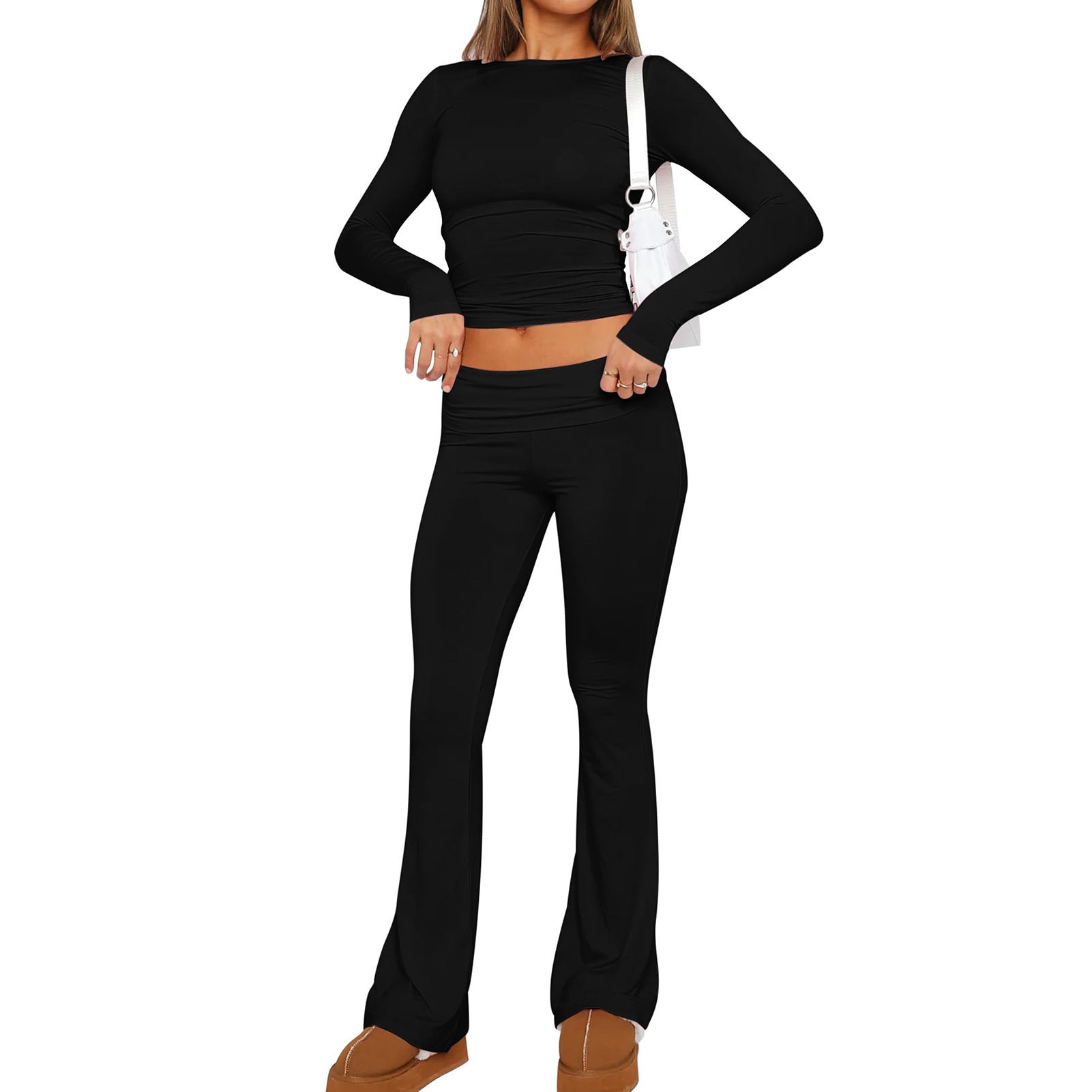 Fashion Solid Color Slim Slimming Low Pants