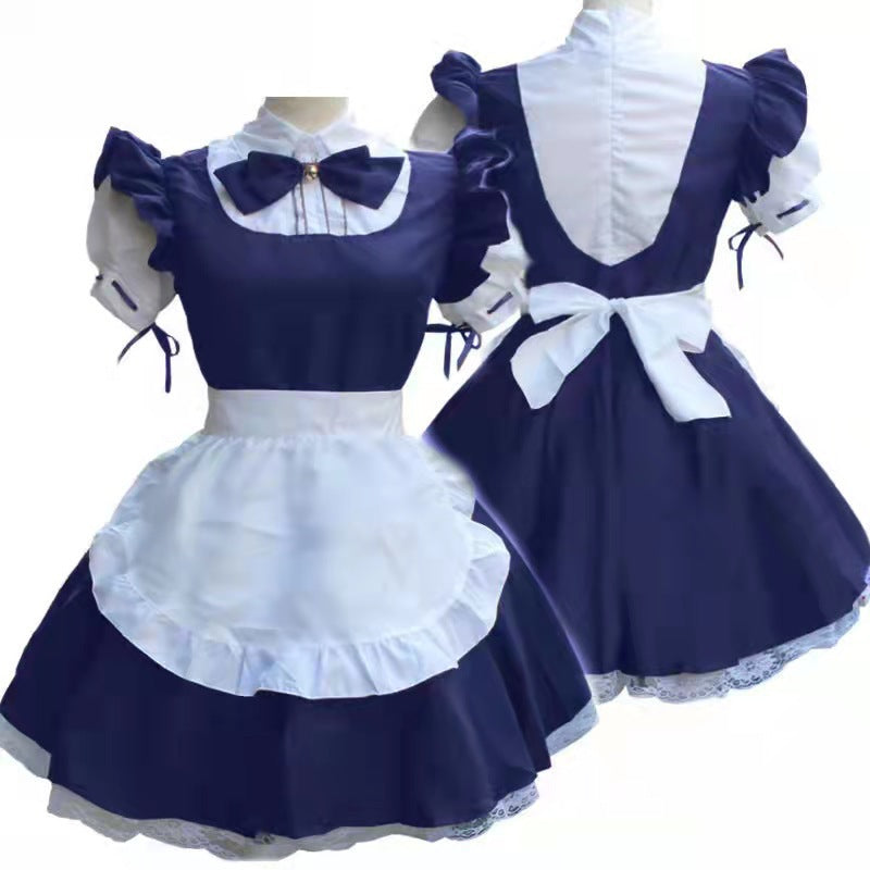 Maid Retro Color Contrast Patchwork Solid Dresses