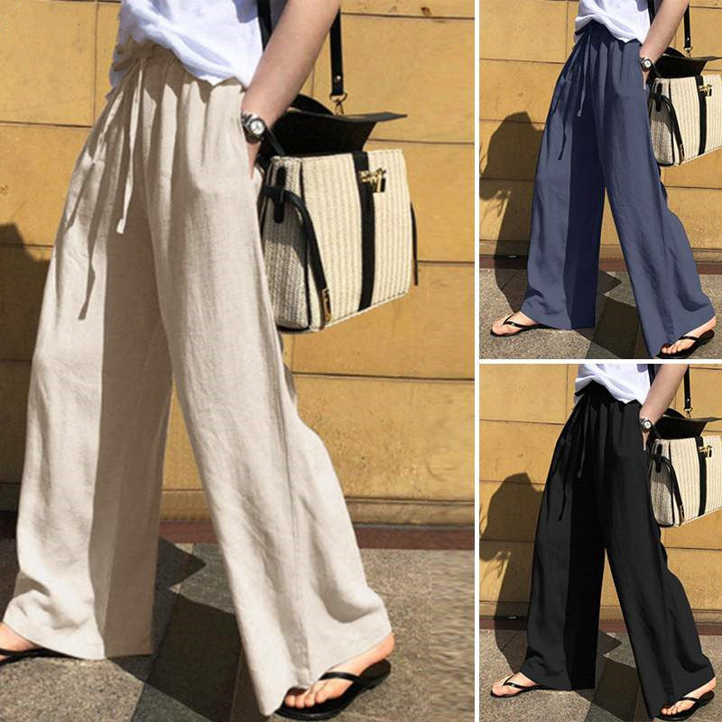 Women's High Waist Cotton Solid Color Casual Pants