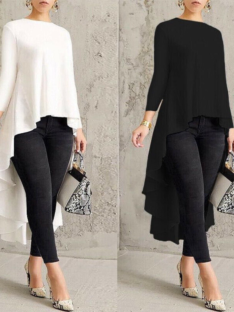 Women's Long Back Elegant Sleeve Pullover Dovetail Blouses