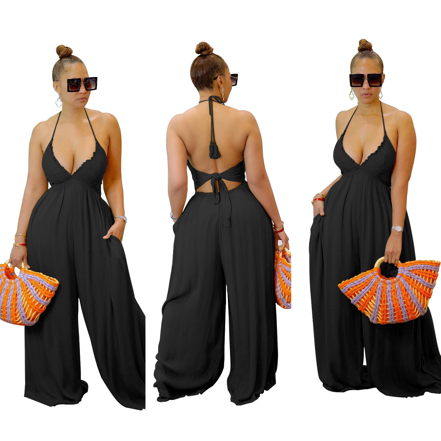 Comfortable Creative Backless Tube Wide Leg Pants