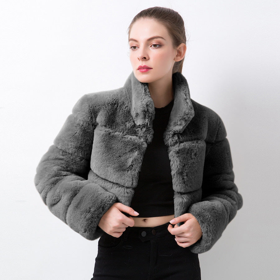 Women's Fur Imitation Fox Horizontal Stitching Artificial Coats