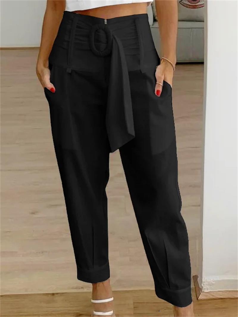 Women's Summer Casual Zipper High Waist Pocket Pants