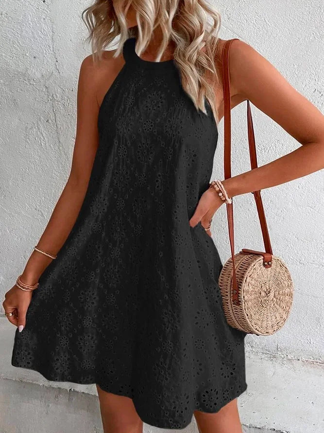 Women's Lace Solid Color Sleeveless Pullover Dress Dresses