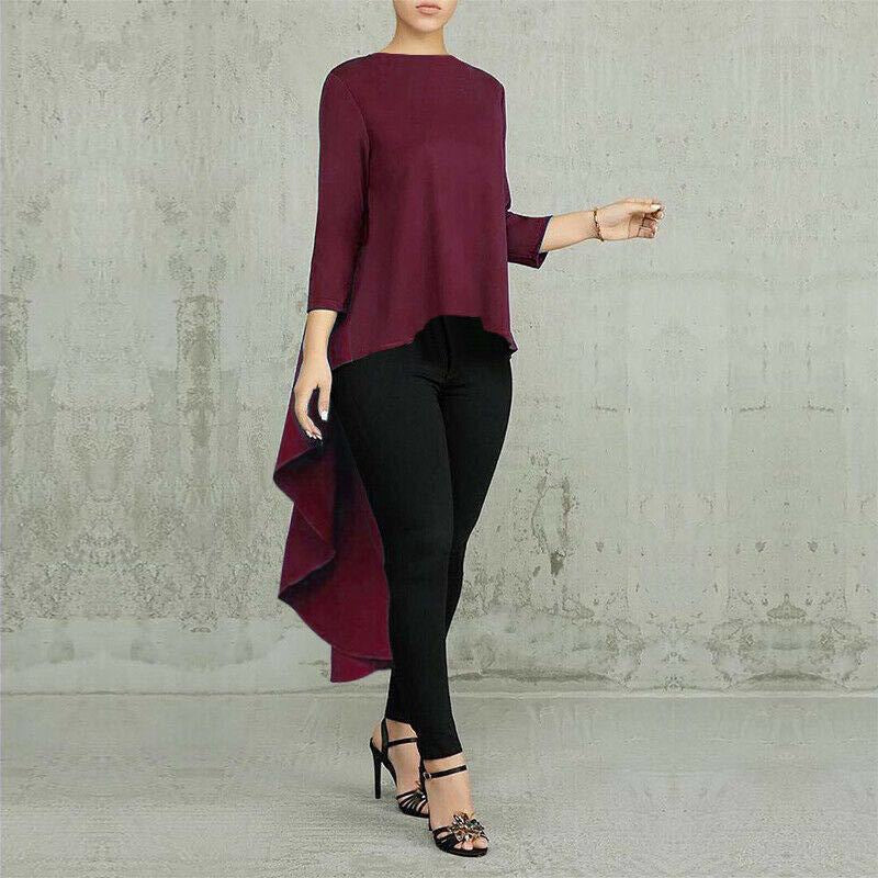 Women's Long Back Elegant Sleeve Pullover Dovetail Blouses