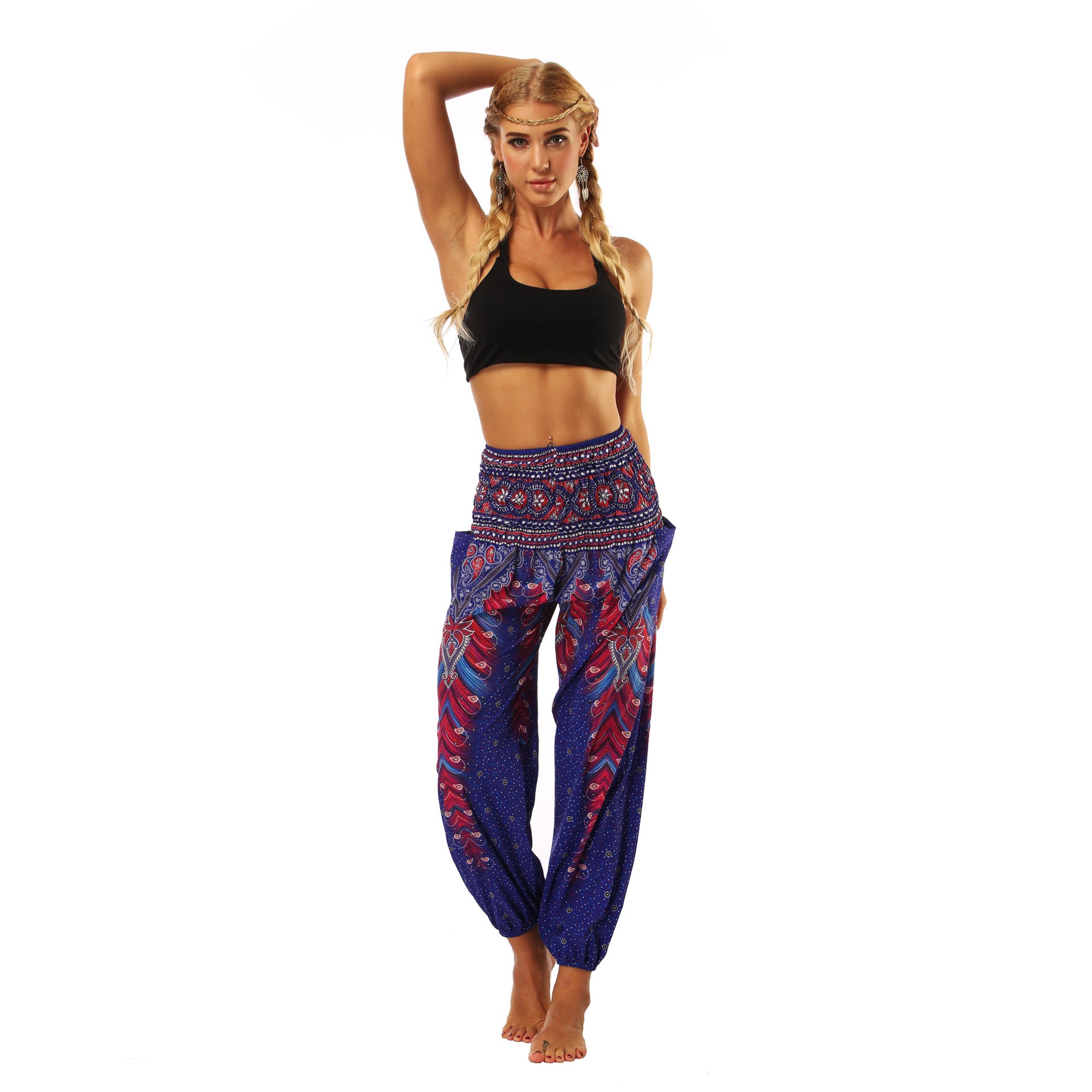 Women's Feather Digital Printed Leisure Yoga Dance Lightweight Pants