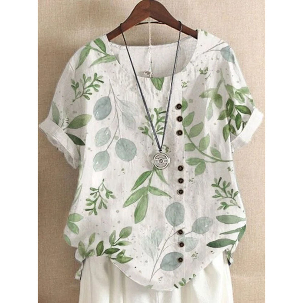 Women's Summer Retro Cotton And Linen Fashion Blouses