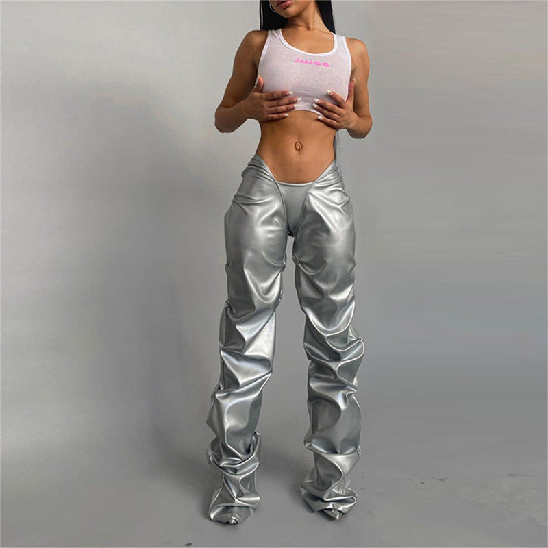 Women's Leather Sexy Low Waist Street Shot Pants