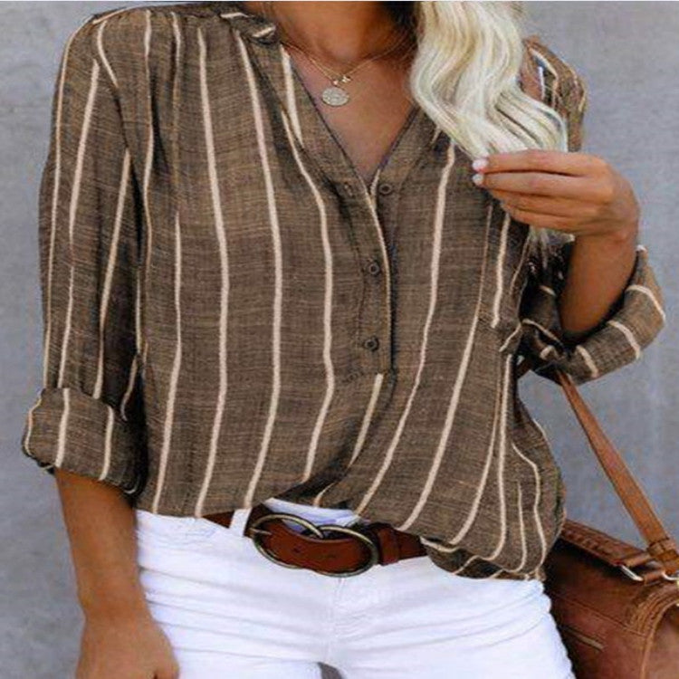 Women's Day Delivery Simple Fashion Printed Striped Blouses