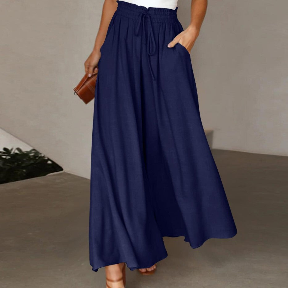 Women's Wide Leg High Waist Long Culottes Pants