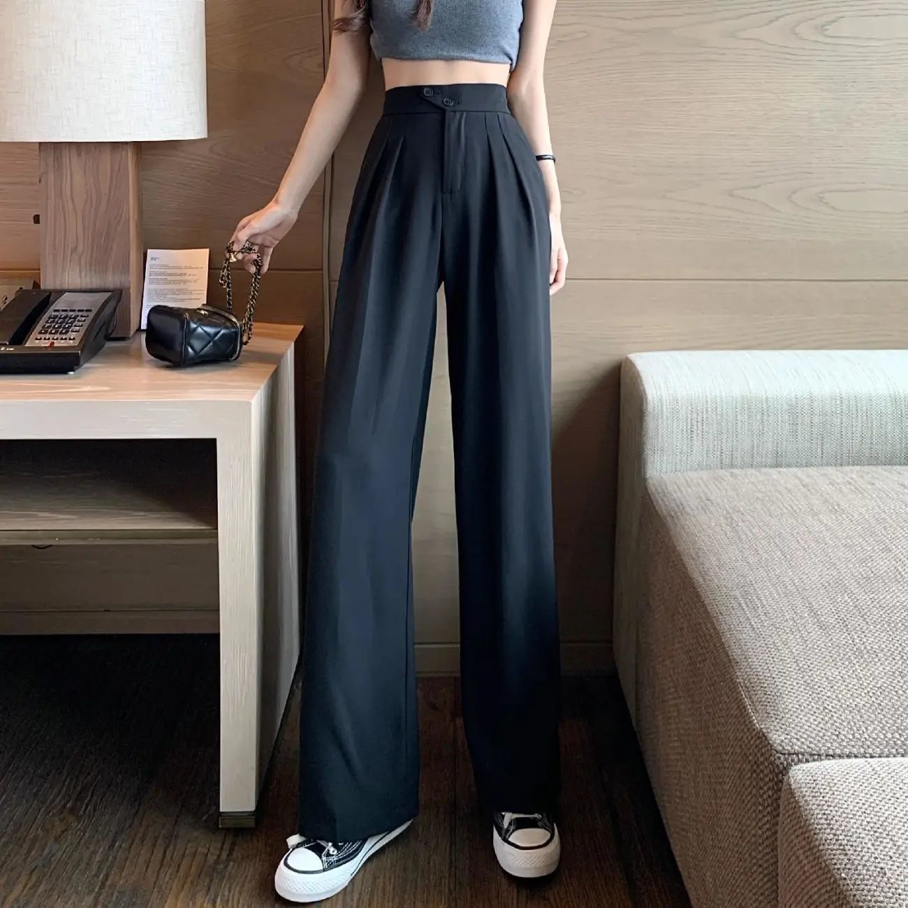 Women's For High Waist Covering Belly Thin Loose Pants