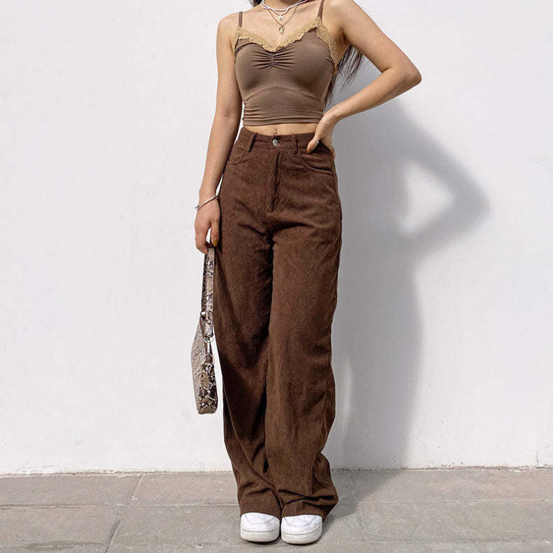 Women's Corduroy Wide Leg Casual Female Autumn Pants