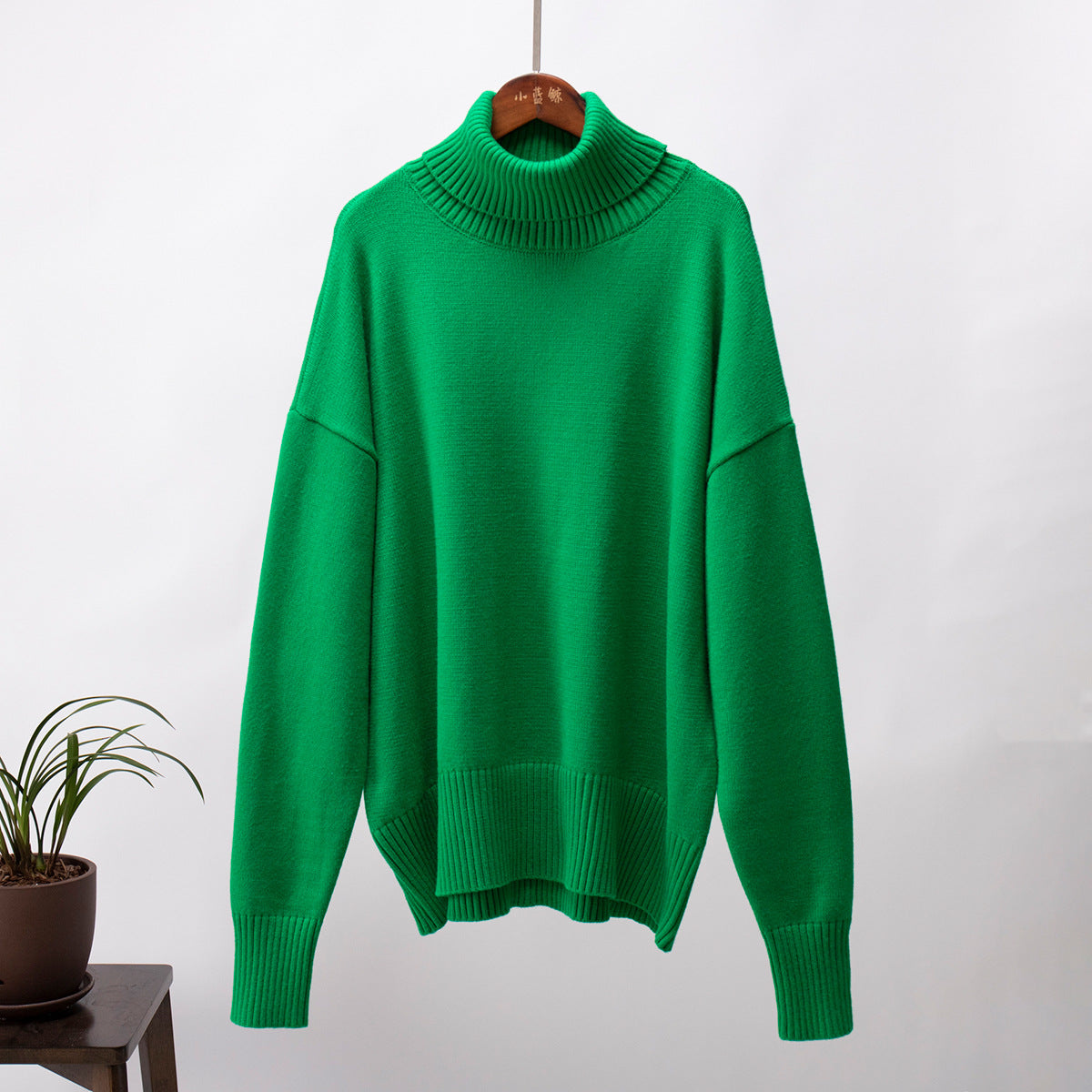 Women's Turtleneck Loose Classic Solid Color Pullover Sweaters